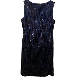 Jackie Jon‎ Blue Sequin Stretch Dress - Size 16 | Party-Ready & Comfortable